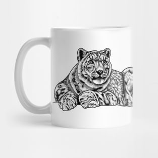 Snow leopard - ink illustration Mug